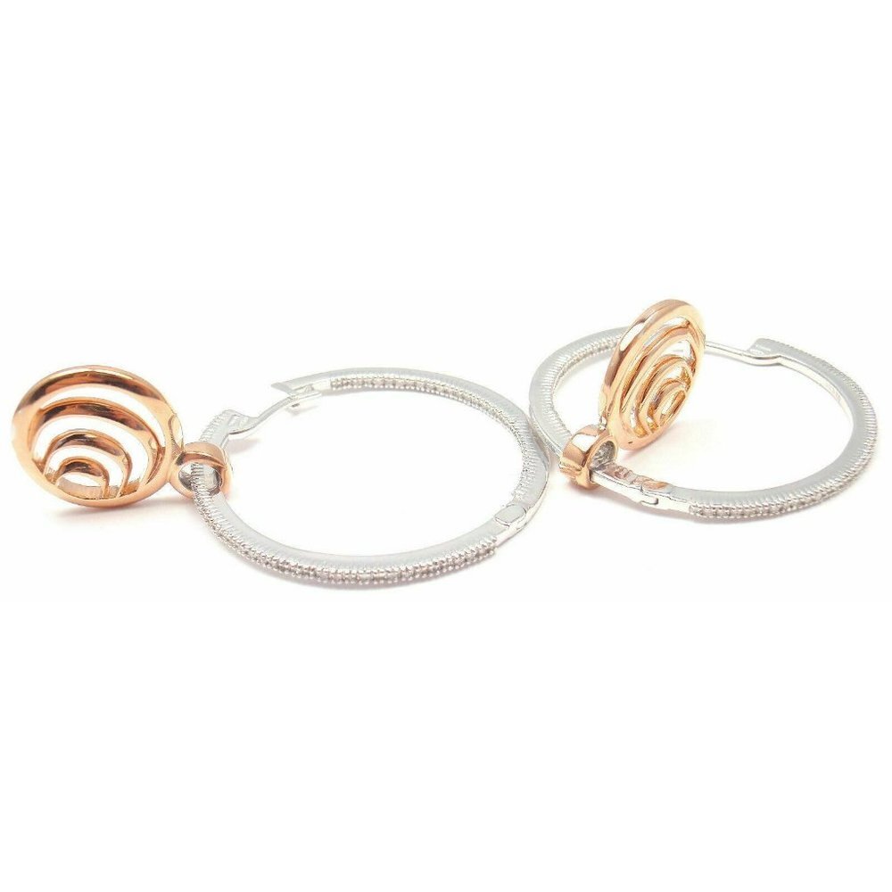 Authentic! Damiani 18k Rose/white Gold Diamond Hoop Earrings​ - Picture 6 of 9